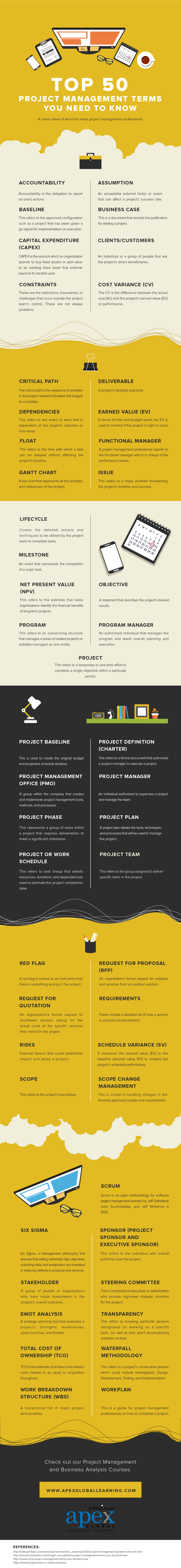 project management infographics top 50 terms